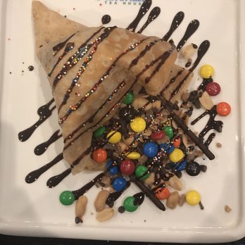 Snowflake Tea House - Chocolate Nut Joy Crepe ($6.25), has chocolate ice cream in the center. Delicious! - Desserts Near Me - Duluth, Georgia Snowflake Tea House - Chocolate Nut Joy Crepe ($6.25), has chocolate ice cream in the center. Delicious! - Desserts Near Me - Duluth, Georgia