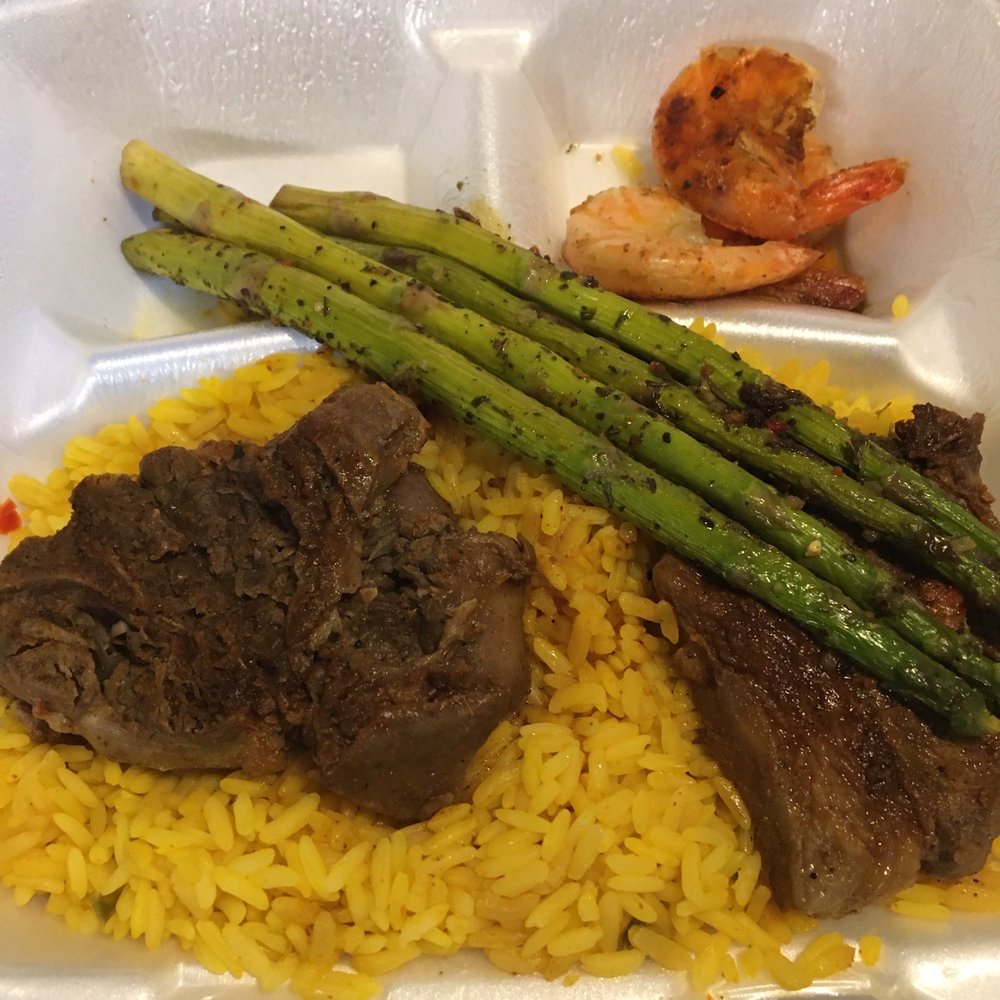 Clay's Smoked Tuna - Lamb chops with shrimp, asparagus and yellow rice - Seafood Near Me - Memphis, Tennessee Clay's Smoked Tuna - Lamb chops with shrimp, asparagus and yellow rice - Seafood Near Me - Memphis, Tennessee