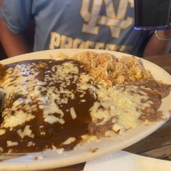Acapulco Mexican Restaurant - Three enchiladas beans and rice - teen son gave it 3 stars, said it didn't taste like much of anything. Good size portion