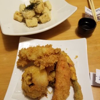 Harumi Sushi - Combo Tempura & Fried Tofu appetizers. Don't know who makes the tempura but it's on point! Not greasy at all & right amount of crunch - Sushi Bars Near Me - Seaside, California