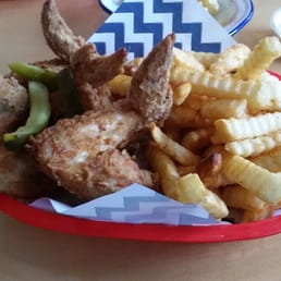 Chicken wings, southern style with a side of bayside fries Chicken wings, southern style with a side of bayside fries