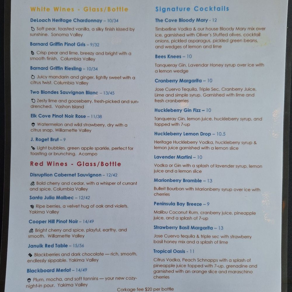 The Cove Restaurant - Menu - New American Near Me - Long Beach, Washington The Cove Restaurant - Menu - New American Near Me - Long Beach, Washington