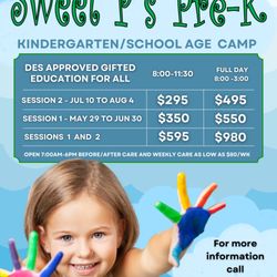 Sweet P's Pre-K - Kindergarten Camp to prepare potty-trained kiddos for kindergarten!
