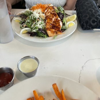 bellagreen - Salmon salad and a side of "ranch" for the other dish, don't order if you expect a normal ranch taste - American Near Me - Houston, Texas bellagreen - Salmon salad and a side of "ranch" for the other dish, don't order if you expect a normal ranch taste - American Near Me - Houston, Texas
