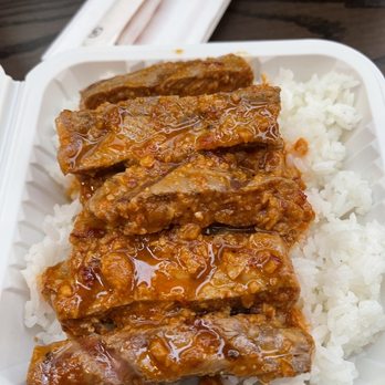 Sam's Kitchen - Garlic beef plate spicy - Food Stands Near Me - Honolulu, Hawaii
