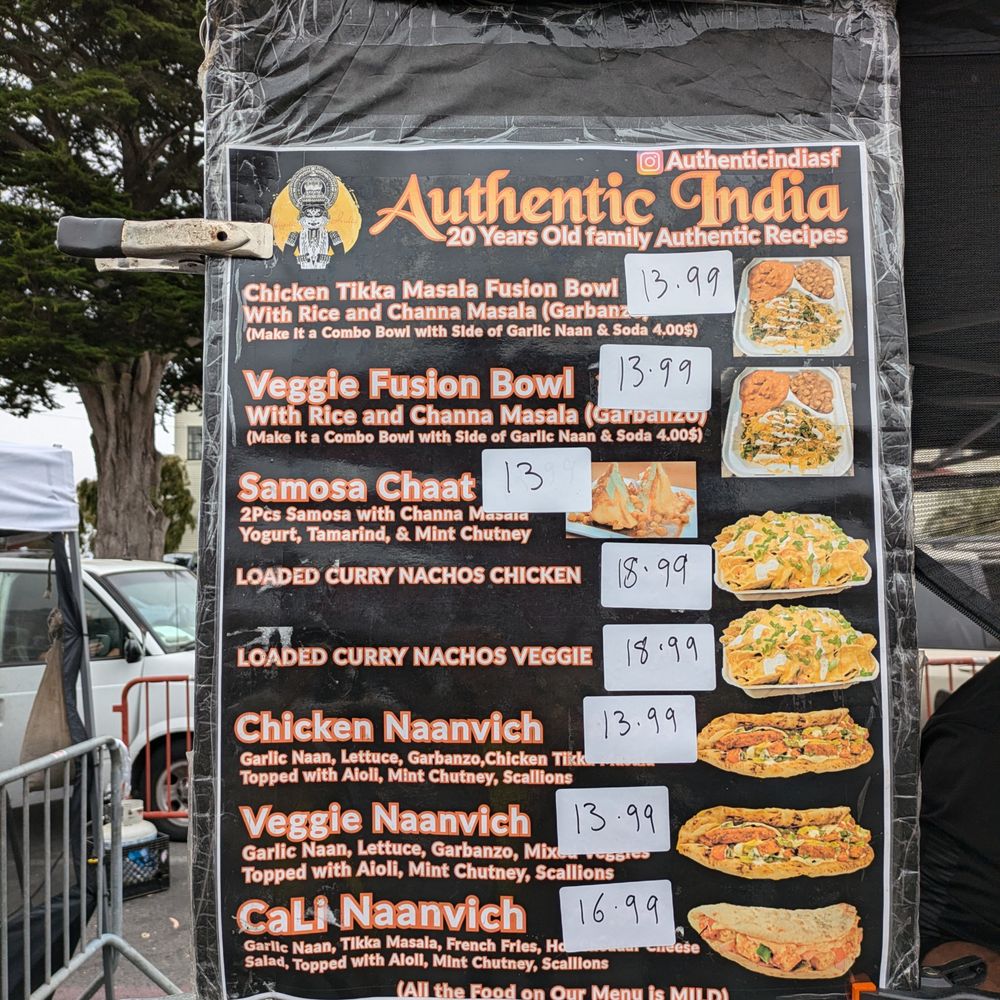 Authentic India - Menu. Presidio Pop Up Sat lunch 2024-09-28 - Indian Near Me - San Francisco, California