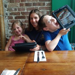 The tablet menu being "eaten" by my grandson! The tablet menu being "eaten" by my grandson!