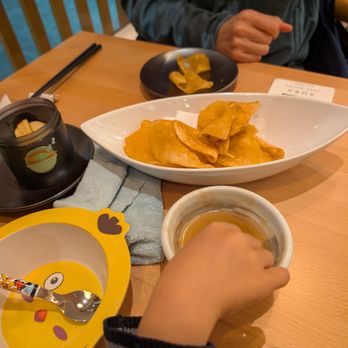 Sora Dining Soba - Thick chips and kid setting (came with bowl, fork and spoon) - Japanese Near Me - San Francisco, California Sora Dining Soba - Thick chips and kid setting (came with bowl, fork and spoon) - Japanese Near Me - San Francisco, California