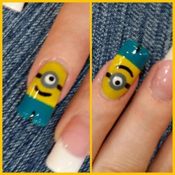 Elegance Nail II - #minions #handpainted on top of p&w gel - Nail Salons Near Me - Middlesex, New Jersey