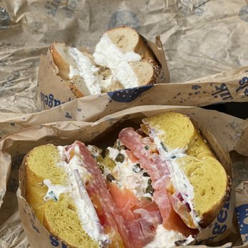 Boichik Bagels - Front: The Classic on an eggything bagel. Back: Everything bagel with plain cream cheese. Pretty pricey but good. - Bagels Near Me - Berkeley, California Boichik Bagels - Front: The Classic on an eggything bagel. Back: Everything bagel with plain cream cheese. Pretty pricey but good. - Bagels Near Me - Berkeley, California