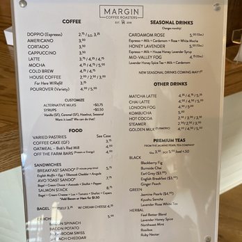 Margin Coffee - Menu - Coffee & Tea Near Me - Albany, Oregon