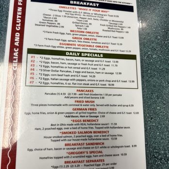 Gregory's Family Restaurant - Gluten free menu - Breakfast & Brunch Near Me - Canton, Ohio