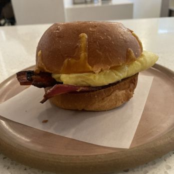 Mast Coffee - House- made maple bacon, folded egg sando on brioche bun - Coffee & Tea Near Me - Sacramento, California Mast Coffee - House- made maple bacon, folded egg sando on brioche bun - Coffee & Tea Near Me - Sacramento, California