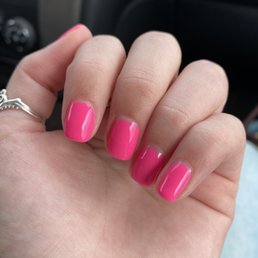 Gel manicure with hot pink polish Gel manicure with hot pink polish