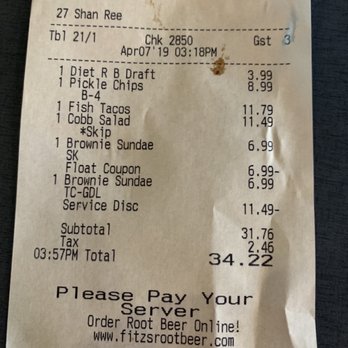 Fitz's SoCo - The bill--a bit much - American Near Me - Sappington, Missouri Fitz's SoCo - The bill--a bit much - American Near Me - Sappington, Missouri