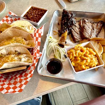 2Taste Barbecue and Kebab - - smoked brisket tacos - bbq baked beans - 2 meat bbq plate combo with brisket, beef rib, toast, and mac and cheese - Barbeque Near Me - Plano, Texas 2Taste Barbecue and Kebab - - smoked brisket tacos - bbq baked beans - 2 meat bbq plate combo with brisket, beef rib, toast, and mac and cheese - Barbeque Near Me - Plano, Texas