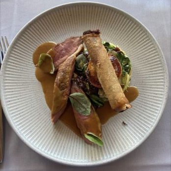 Bludorn - Duck with duck cigar and foie gras emulsion - New American Near Me - Houston, Texas