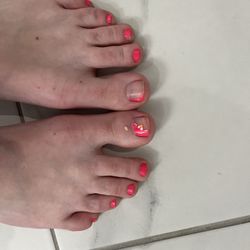 Royal Nails - Less than 24 hours after my pedicure. I even paid for a cute flower she did on the big toe and it all came off in one chunk in my shoes.