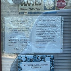 Alterations by Ayfer - Hours of operation and doe not accept cards, cash only.