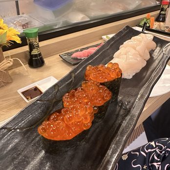 Kaito Sushi - Salmon roe nigiri and scallop nigiri - Sushi Bars Near Me - Las Vegas, Nevada Kaito Sushi - Salmon roe nigiri and scallop nigiri - Sushi Bars Near Me - Las Vegas, Nevada