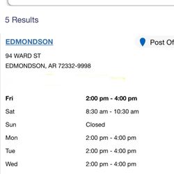 U.S. Postal Service - Edmondson - hours of operation