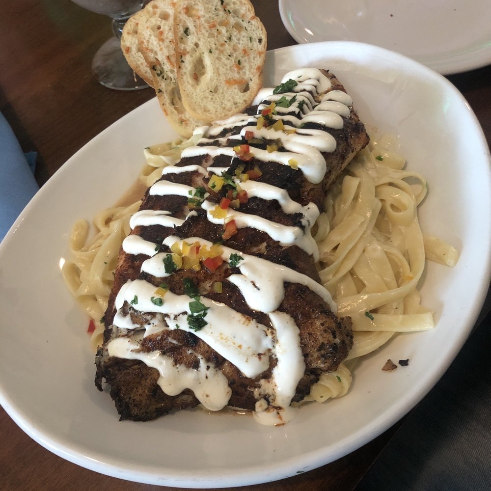 Calypso Edmonds - Blackened Rockfish Pasta with crostini's. - Caribbean Near Me - Edmonds, Washington Calypso Edmonds - Blackened Rockfish Pasta with crostini's. - Caribbean Near Me - Edmonds, Washington