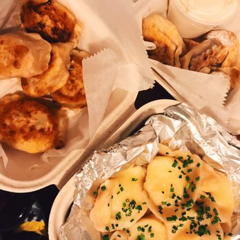 Baba's Pierogies - Pan fried jalapeño, potato & cheese & then the chocolate dessert! - Modern European Near Me - Brooklyn, New York Baba's Pierogies - Pan fried jalapeño, potato & cheese & then the chocolate dessert! - Modern European Near Me - Brooklyn, New York