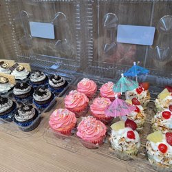 Swirled and Frosted - Beautiful delicious vegan cupcakes!!! Themes from left to right: S'mores, Oreos, Strawberry, and Piña Colada!!!