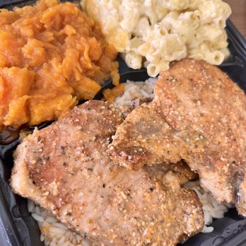Messi Soul Kitchen - Smothered pork chops, yams, Mac and cheese - Soul Food Near Me - Riverside, California Messi Soul Kitchen - Smothered pork chops, yams, Mac and cheese - Soul Food Near Me - Riverside, California