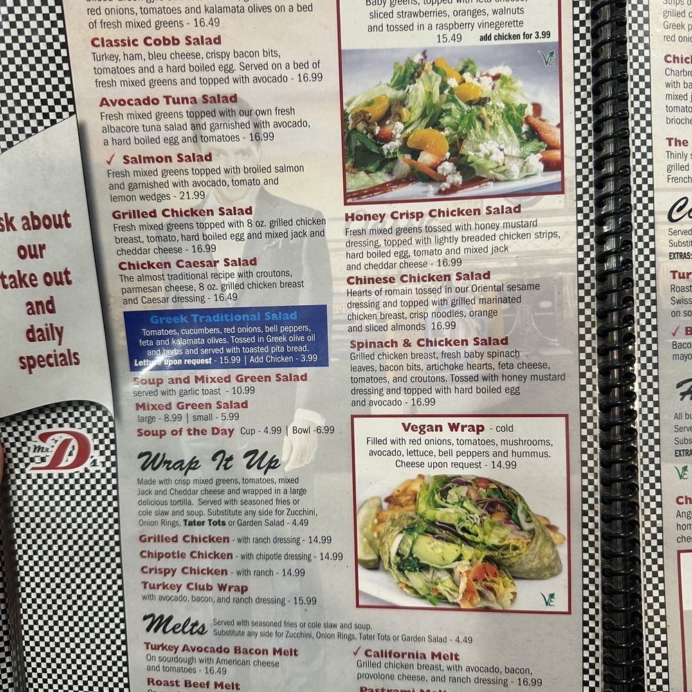 Mr. D's Diner - Salads, wraps and melts menu - American Near Me - La Verne, California Mr. D's Diner - Salads, wraps and melts menu - American Near Me - La Verne, California