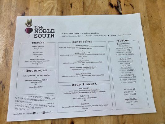 Menu photo 2 The Noble South Mobile, AL Menu photo 2 The Noble South Mobile, AL