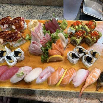Moritomo Japanese Restaurant - Sushi boat with a few subbed out rolls very worth the money very delicious - Japanese Near Me - Concord, New Hampshire