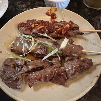Gotetsu - Kushiyaki and Sake House - Ribeye with chili and roasted garlic, Ribeye with citrus miso, and Ribeye - Japanese Near Me - Ventura, California