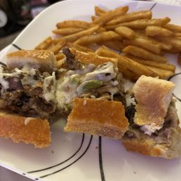 Philly cheesesteak supposedly with extra cheese and extra mushrooms, but nowhere to be found. Super salty fries and sandwich. 01/20/25 Philly cheesesteak supposedly with extra cheese and extra mushrooms, but nowhere to be found. Super salty fries and sandwich. 01/20/25