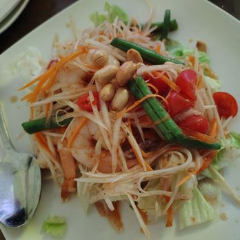 Pho & Padthai - Shrimp papaya salad. Only three shrimp on it. Good taste. - Thai Near Me - Charleston, South Carolina Pho & Padthai - Shrimp papaya salad. Only three shrimp on it. Good taste. - Thai Near Me - Charleston, South Carolina