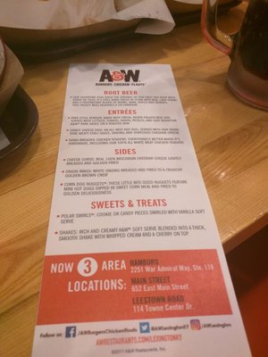 Menu photo 2 A&W Restaurant Lexington, KY Menu photo 2 A&W Restaurant Lexington, KY