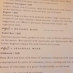 Penn Oaks Winery - Wine menu. Part 2.