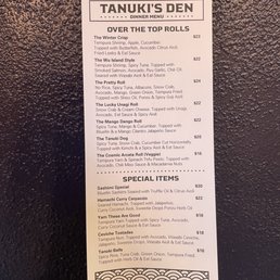 Dinner menu!!