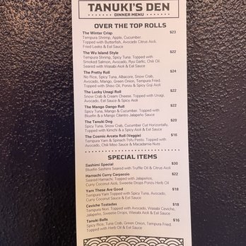 Tanuki’s Den  - Dinner menu!! - Sushi Bars Near Me - Arcata, California