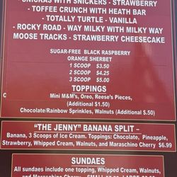 Ice cream menu 7.24.26