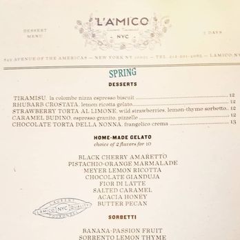 L'Amico - Spring dessert menu - Italian Near Me - New York, New York L'Amico - Spring dessert menu - Italian Near Me - New York, New York