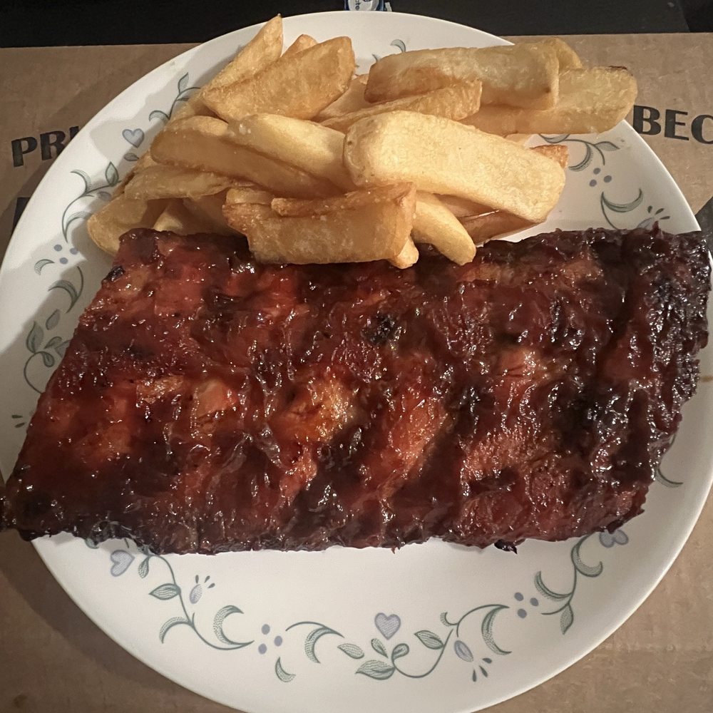 BBQ Baby Backs 1/2 with Steak Fries on my plate BBQ Baby Backs 1/2 with Steak Fries on my plate