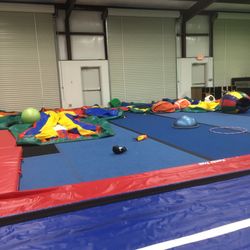 Athletic Academy - 10/7/17. Saturday evening. Attending a Four-year-old's birthday party! Inflatables and bounce houses prior to being inflated.