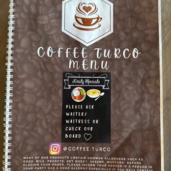 Coffee Turco - Very nice menu. - Turkish Near Me - Allston, Massachusetts