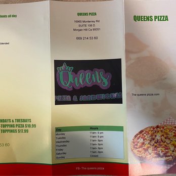 Queens Pizza and Paninis - Menu - Pizza Near Me - Morgan Hill, California