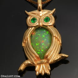 Custom designed opal owl pendant. Designed by our in-house jewelry designer, Christopher Michael