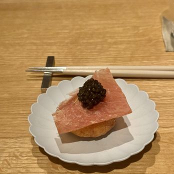 Kato - Savory donut (you tiao) with ham and caviar - Taiwanese Near Me - Los Angeles, California Kato - Savory donut (you tiao) with ham and caviar - Taiwanese Near Me - Los Angeles, California