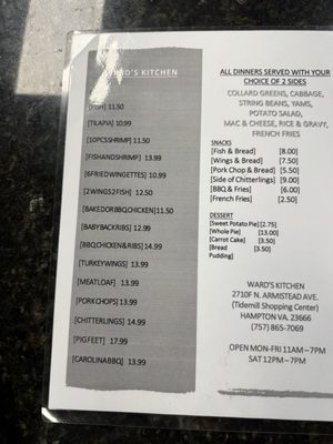 Menu photo 2 Ward's Soul Food Kitchen Hampton, VA Menu photo 2 Ward's Soul Food Kitchen Hampton, VA
