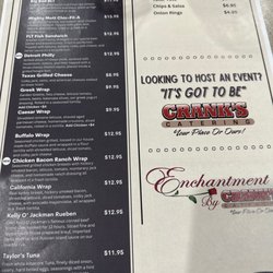 Arrowhead Grille - Menu as of May 2023