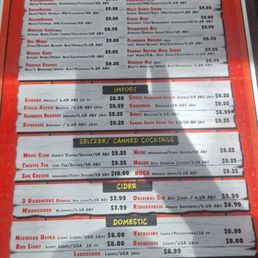 Beer garden menu Beer garden menu